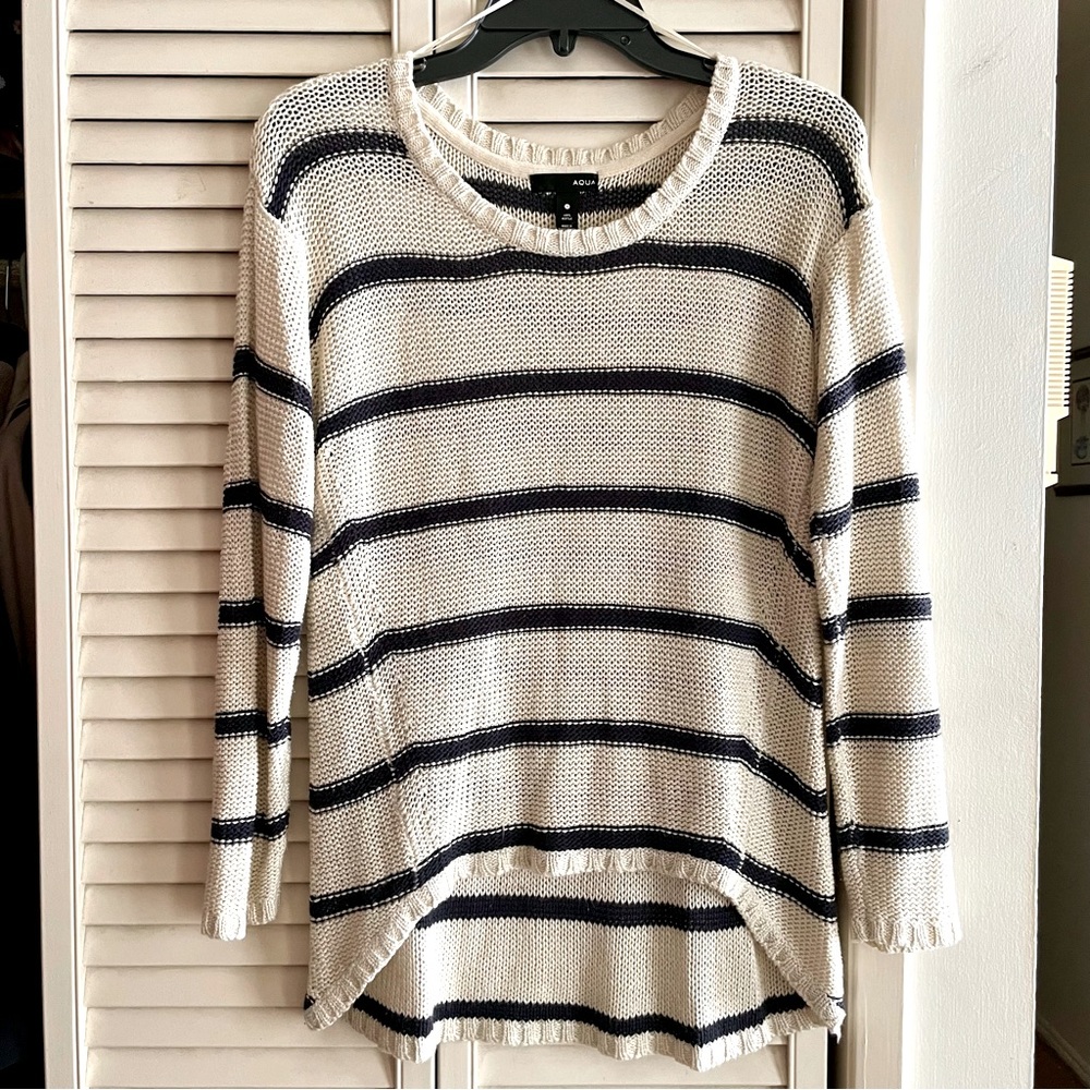 AQUA Striped Knit Sweater